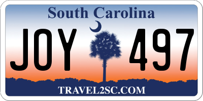 SC license plate JOY497