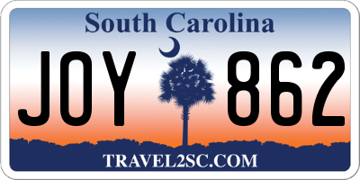 SC license plate JOY862