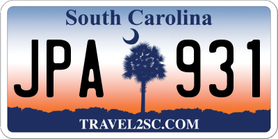 SC license plate JPA931
