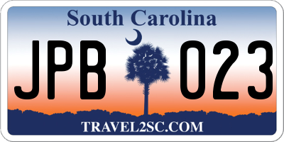 SC license plate JPB023