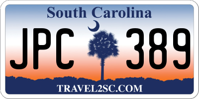 SC license plate JPC389