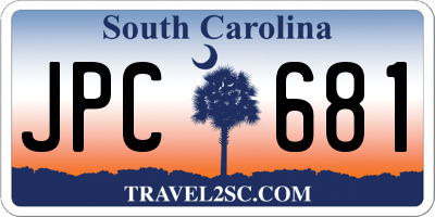 SC license plate JPC681