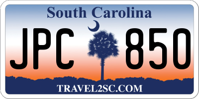 SC license plate JPC850