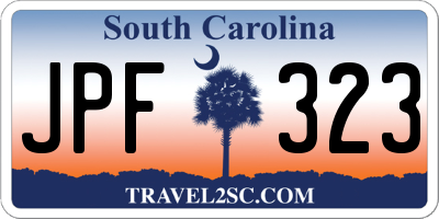 SC license plate JPF323