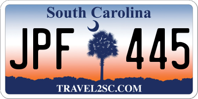 SC license plate JPF445