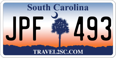 SC license plate JPF493