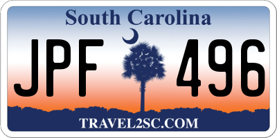 SC license plate JPF496