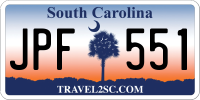 SC license plate JPF551