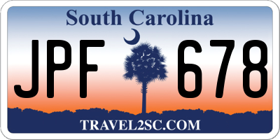 SC license plate JPF678