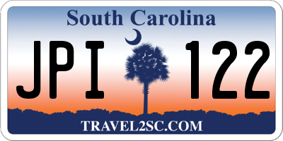 SC license plate JPI122