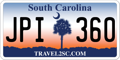 SC license plate JPI360