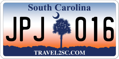 SC license plate JPJ016