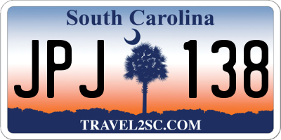 SC license plate JPJ138