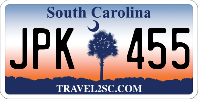 SC license plate JPK455