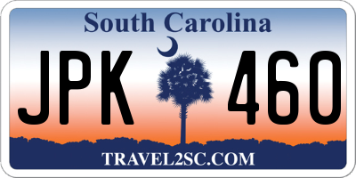 SC license plate JPK460