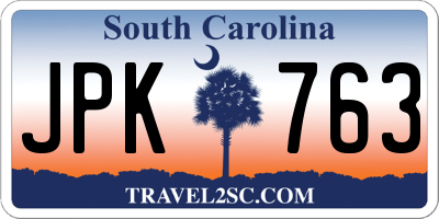 SC license plate JPK763