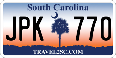 SC license plate JPK770