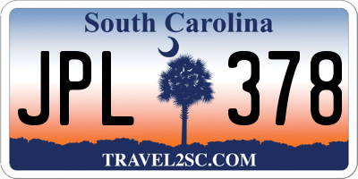 SC license plate JPL378