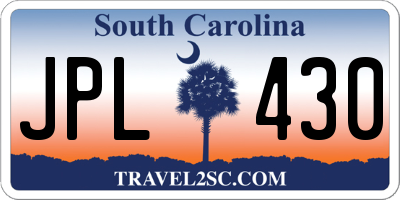 SC license plate JPL430
