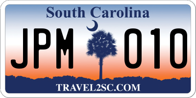 SC license plate JPM010
