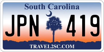 SC license plate JPN419