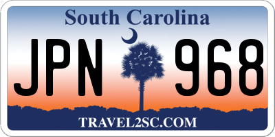 SC license plate JPN968