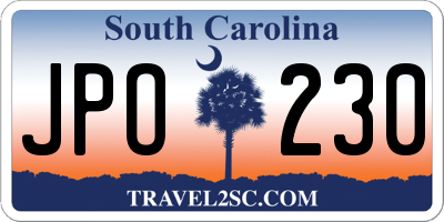 SC license plate JPO230