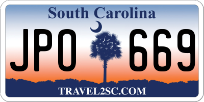 SC license plate JPO669