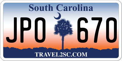 SC license plate JPO670