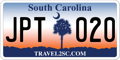 SC license plate JPT020