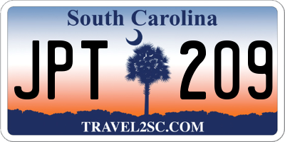 SC license plate JPT209