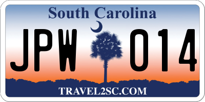 SC license plate JPW014