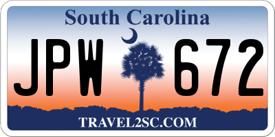 SC license plate JPW672