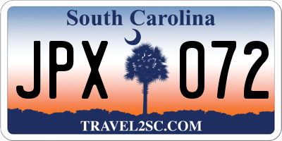 SC license plate JPX072