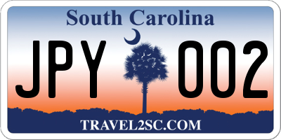 SC license plate JPY002