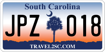 SC license plate JPZ018
