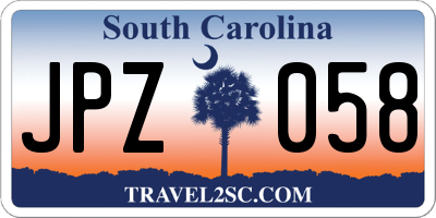 SC license plate JPZ058