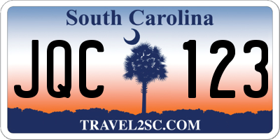 SC license plate JQC123