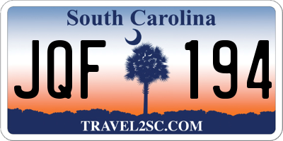 SC license plate JQF194