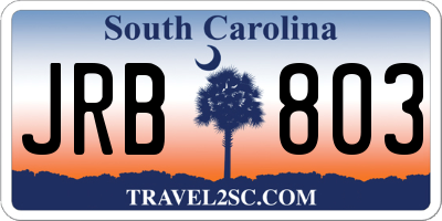 SC license plate JRB803