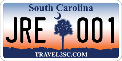 SC license plate JRE001