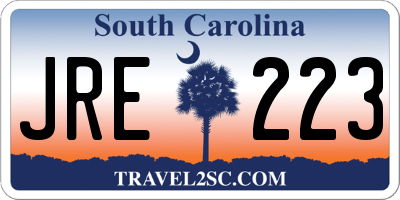 SC license plate JRE223