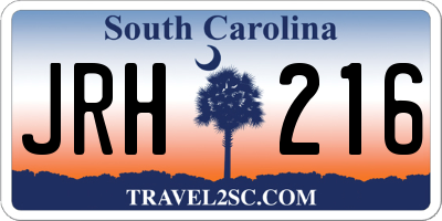 SC license plate JRH216