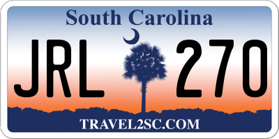 SC license plate JRL270