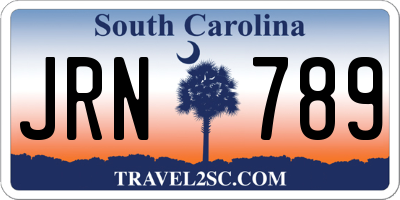 SC license plate JRN789
