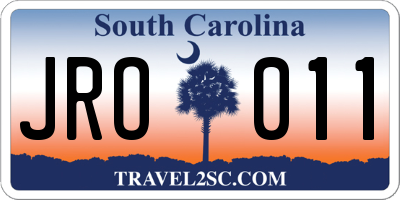 SC license plate JRO011