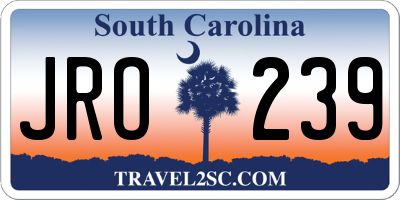 SC license plate JRO239