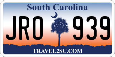 SC license plate JRO939