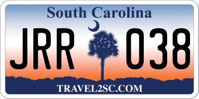SC license plate JRR038
