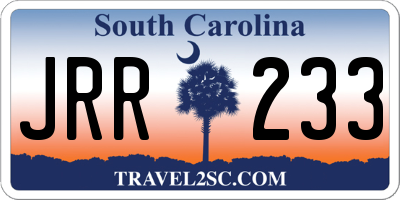 SC license plate JRR233
